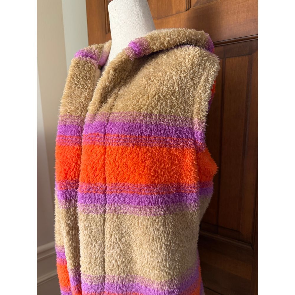 Koolaburra UGG Cozy Sherpa Vest Womens Small Hooded‎ Sunrise Ombré Open Front